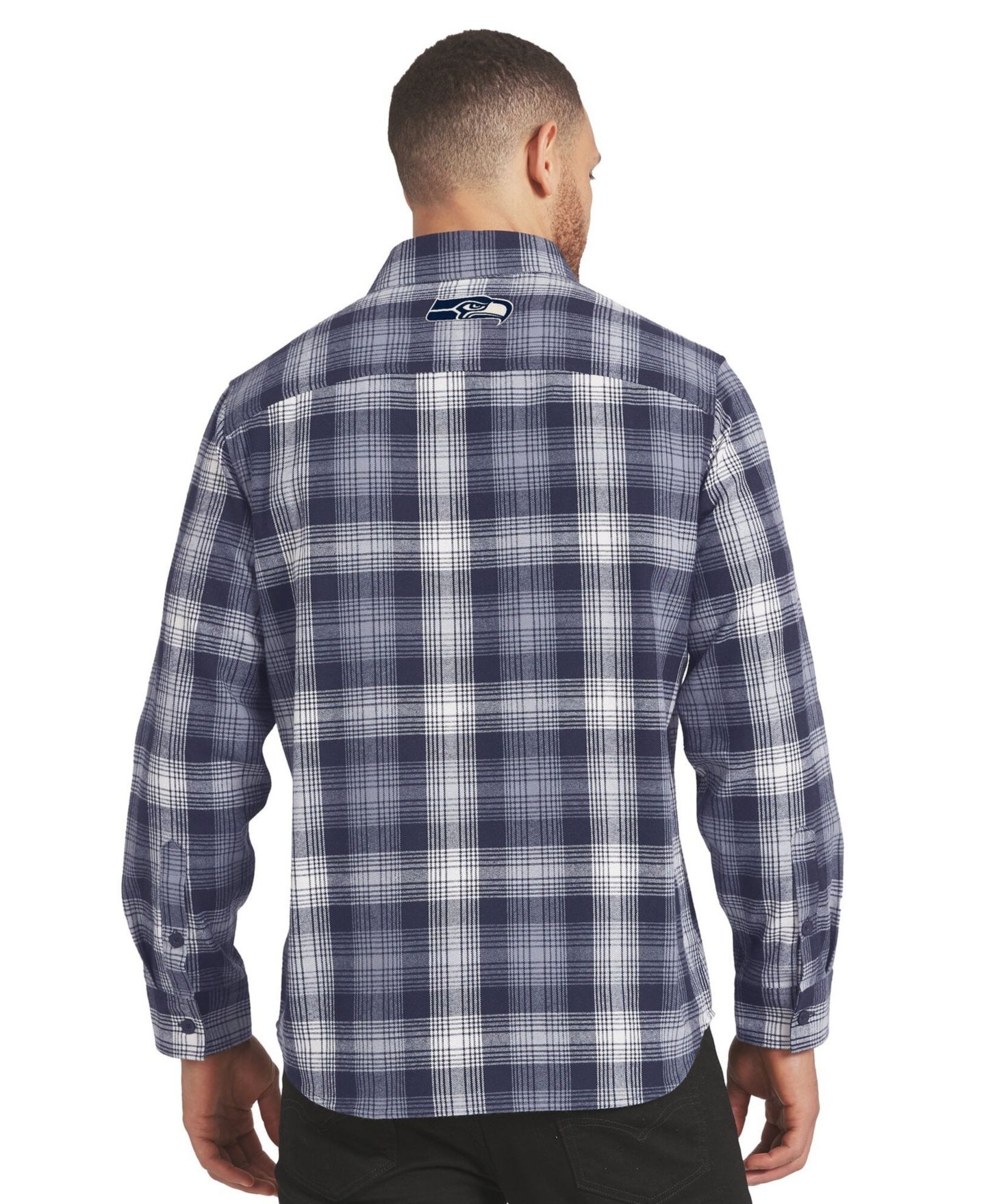 Мужская рубашка Darius Rucker Collection By Fanatics College Navy Seattle Seahawks Plaid Button-Up Flannel — фото 2