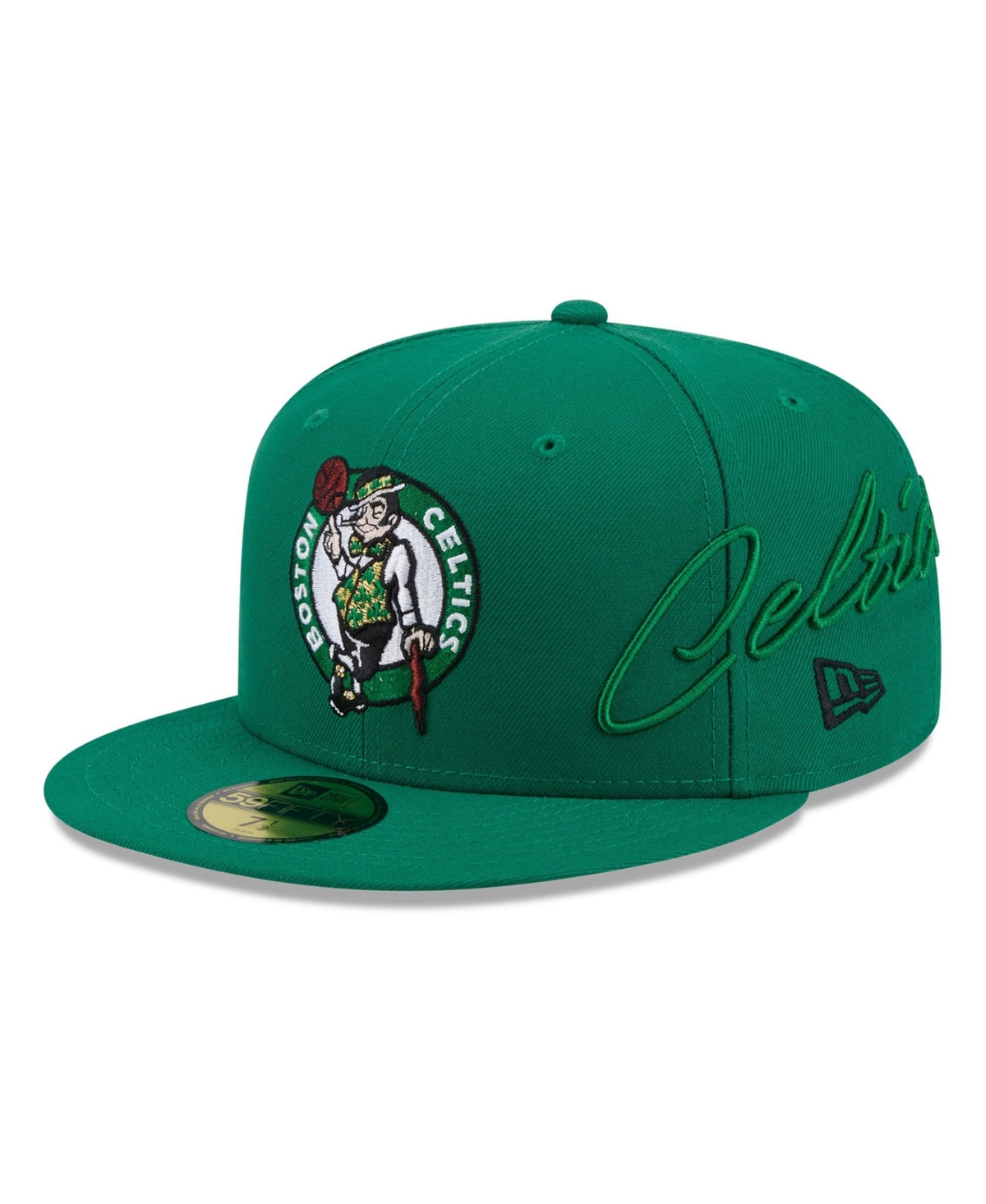 New Era Men's Green Boston Celtics Side Script 59FIFTY Fitted Hat - Green