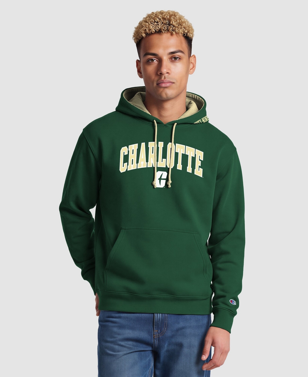 Champion Men's Green/Gold Charlotte 49ers Contrast Hoodie - Green, Gold