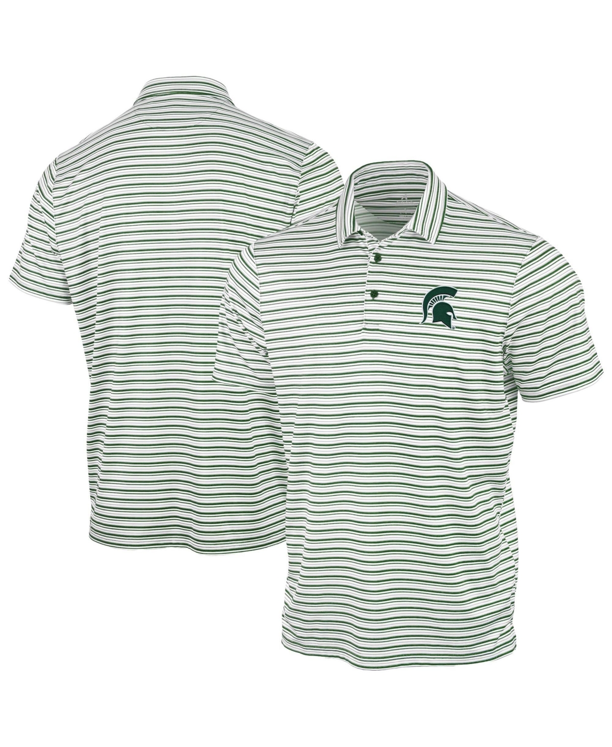 Antigua Men's Green Michigan State Spartans Space Stripe Polo Shirt - Green