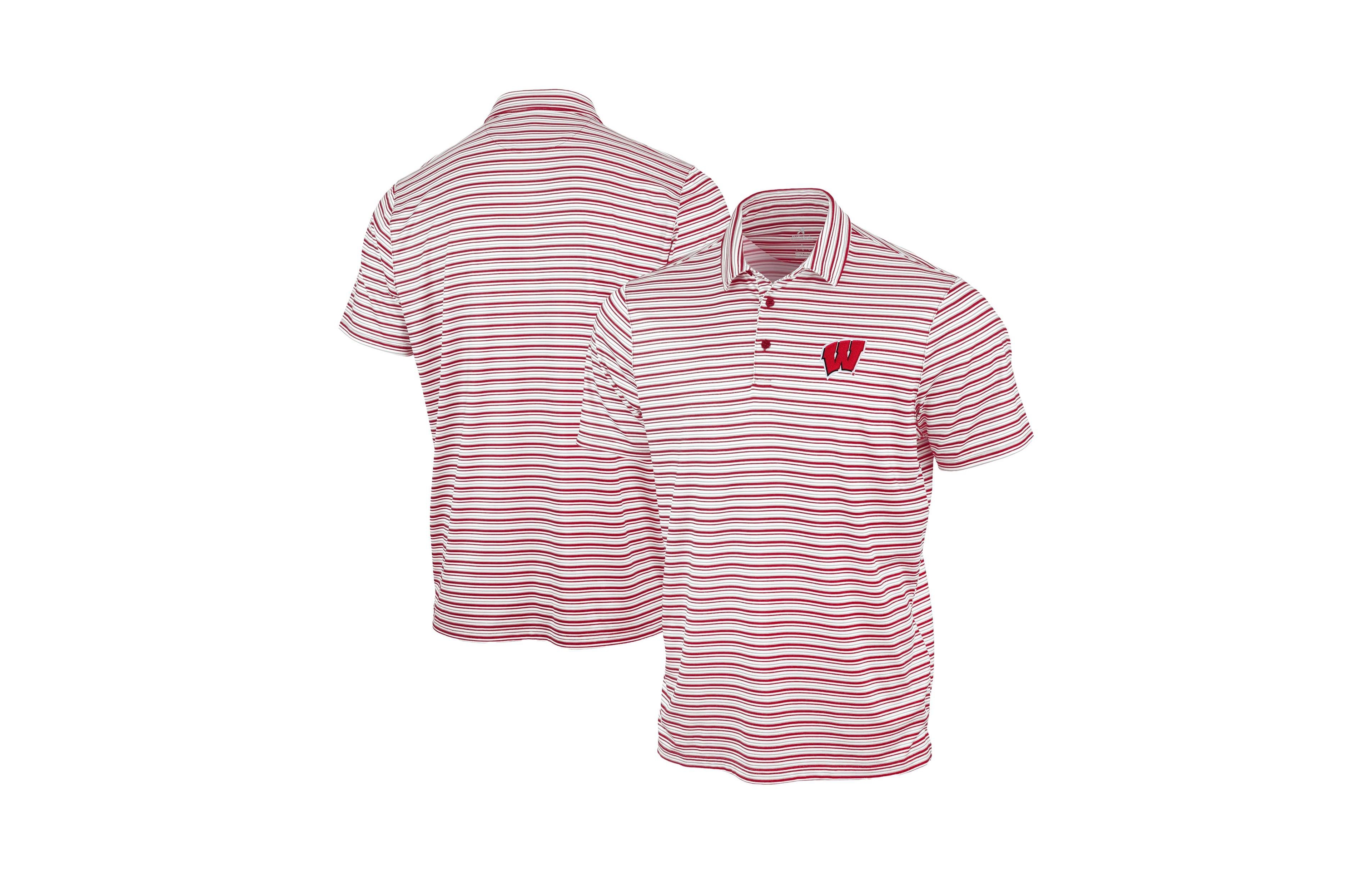 Antigua Men's Red Wisconsin Badgers Space Stripe Polo Shirt