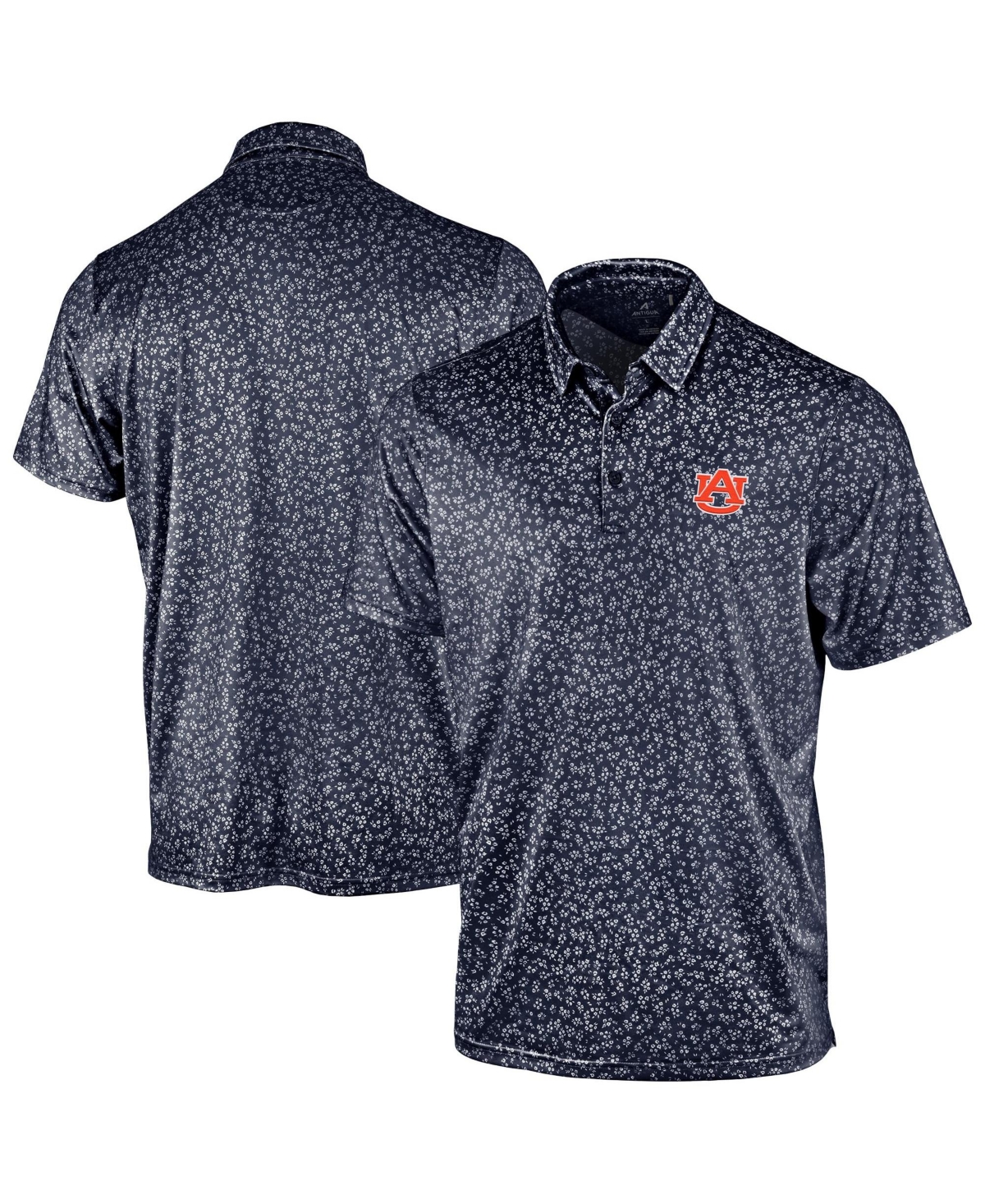 Antigua Men's Navy Auburn Tigers Mono Floral Polo Shirt - Navy