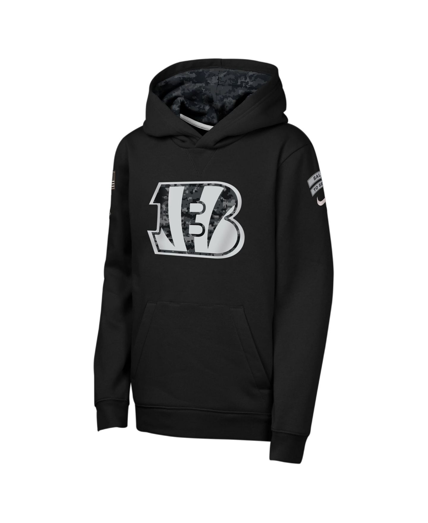 Детское худи Nike Black Cincinnati Bengals 2026 Salute to Service Club Fleece Pullover — фото 2