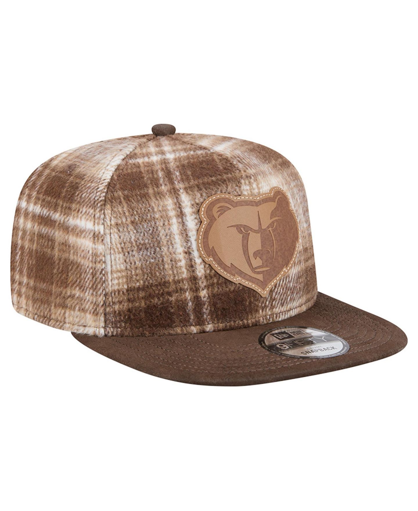 Мужская кепка New Era Brown Memphis Grizzlies Plaid 9FIFTY A-Frame Adjustable Hat — фото 3