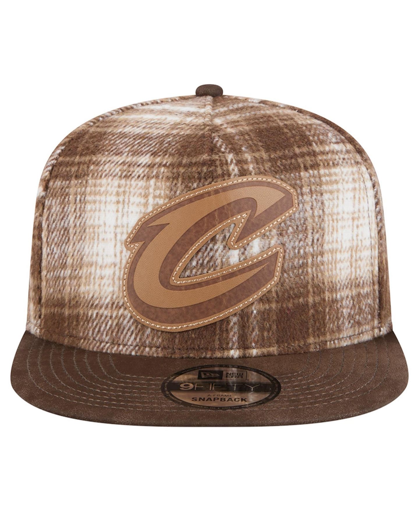 Мужская кепка New Era Brown Cleveland Cavaliers Plaid 9FIFTY A-Frame Adjustable Hat — фото 3