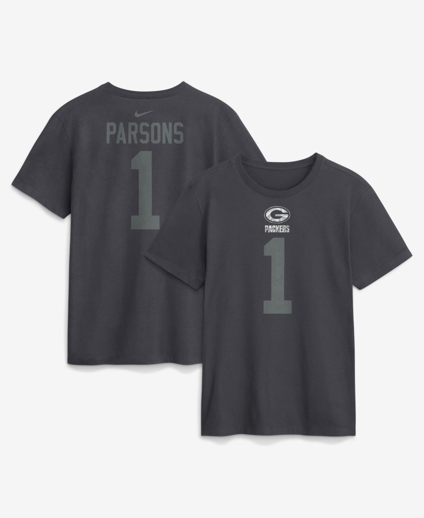 Мужская футболка Nike Micah Parsons Anthracite Green Bay Packers Name & Number — фото 1