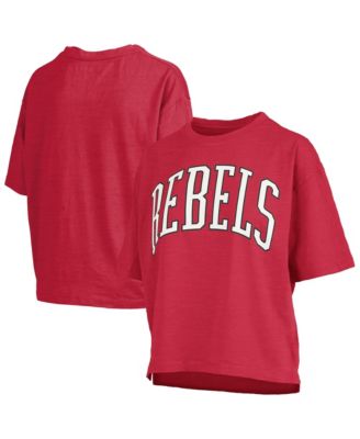 Women's Red UNLV Rebels Oversized Nelson Arch Over Logo Slub T-Shirt