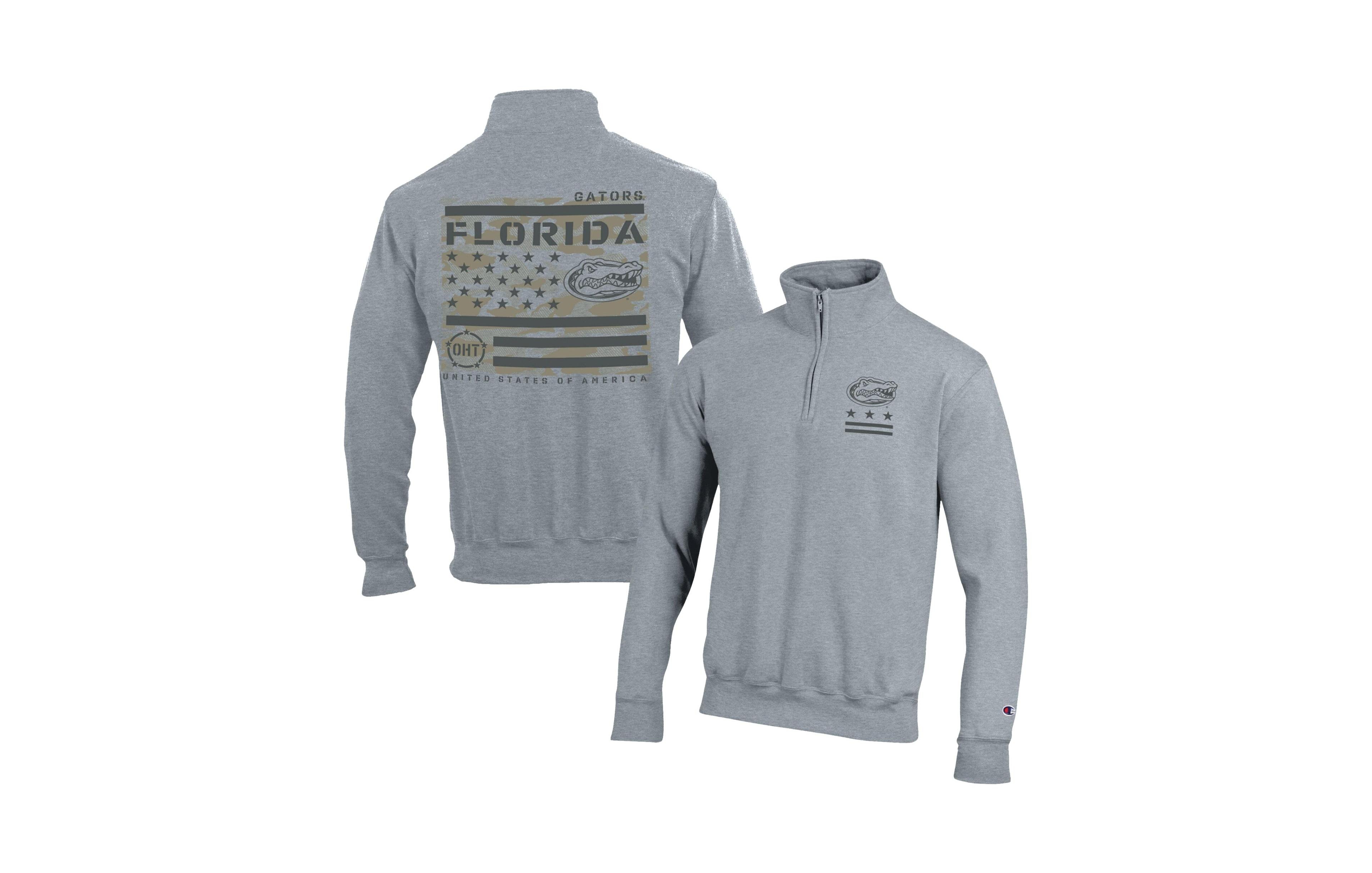 Champion Men's Heather Gray Florida Gators Operation Hat Trick Flag Powerblend Fleece Quarter-Zip Pullover