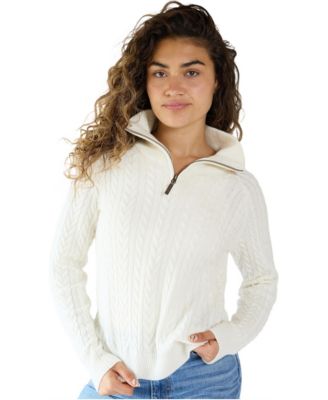 Women's Ava Wool Rich Zip Neck Cable Sweater