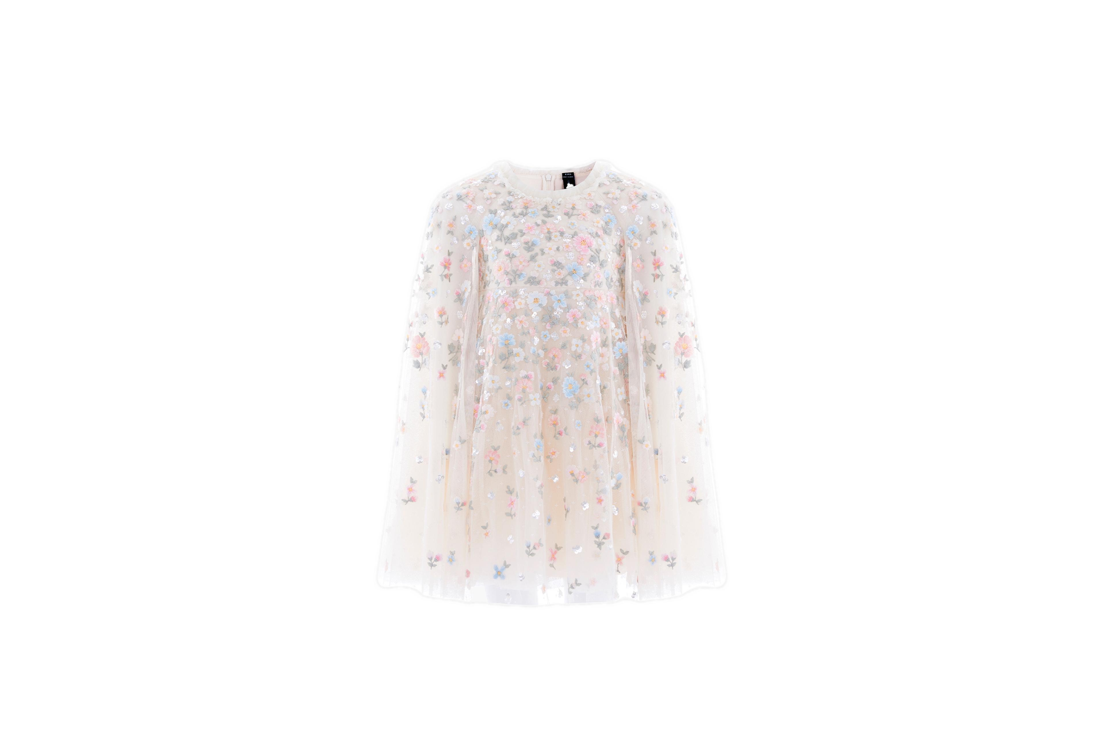 Needle & Thread Little Girls Needle and Thread Dahlia Ditsy Cape Dress