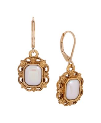 2028 Gold-Tone Cabochon Filigree Antique Drop Earrings - Macy's