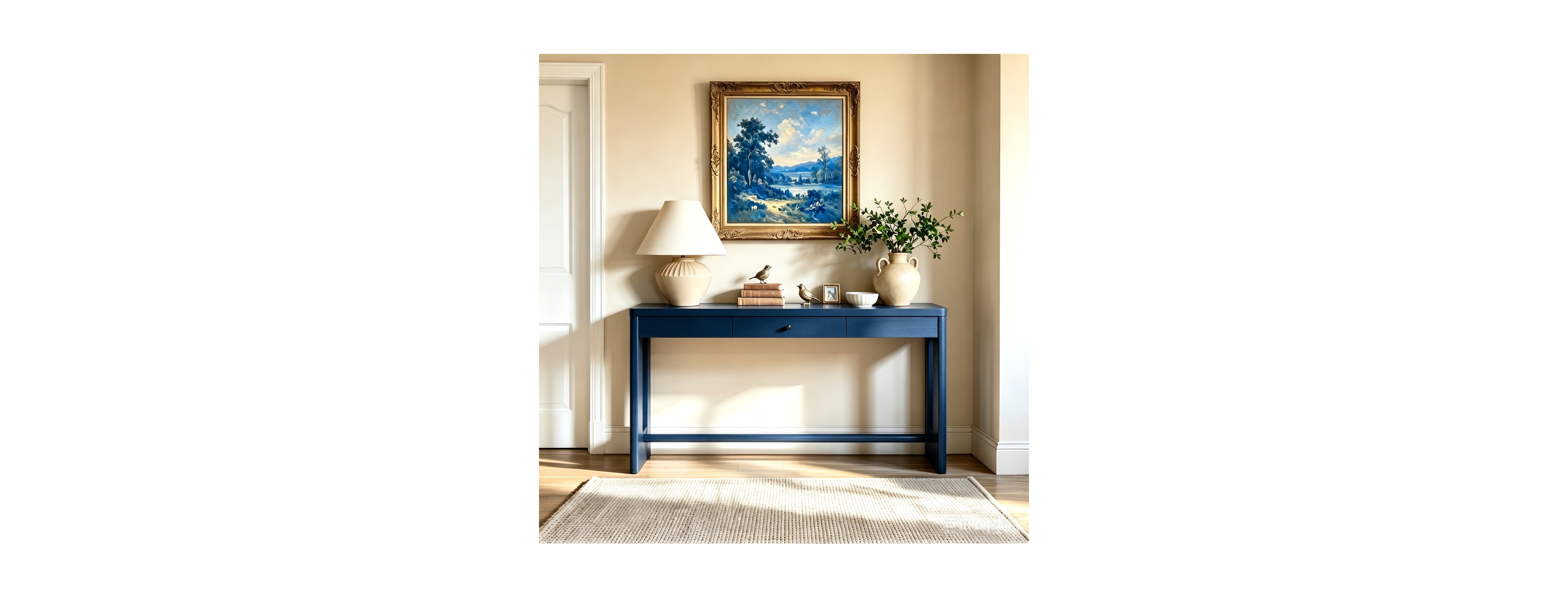Streamdale Furniture Rustic 59 x 14 x 30 in Oak & Rubberwood Hidden Storage Drawer Console Table