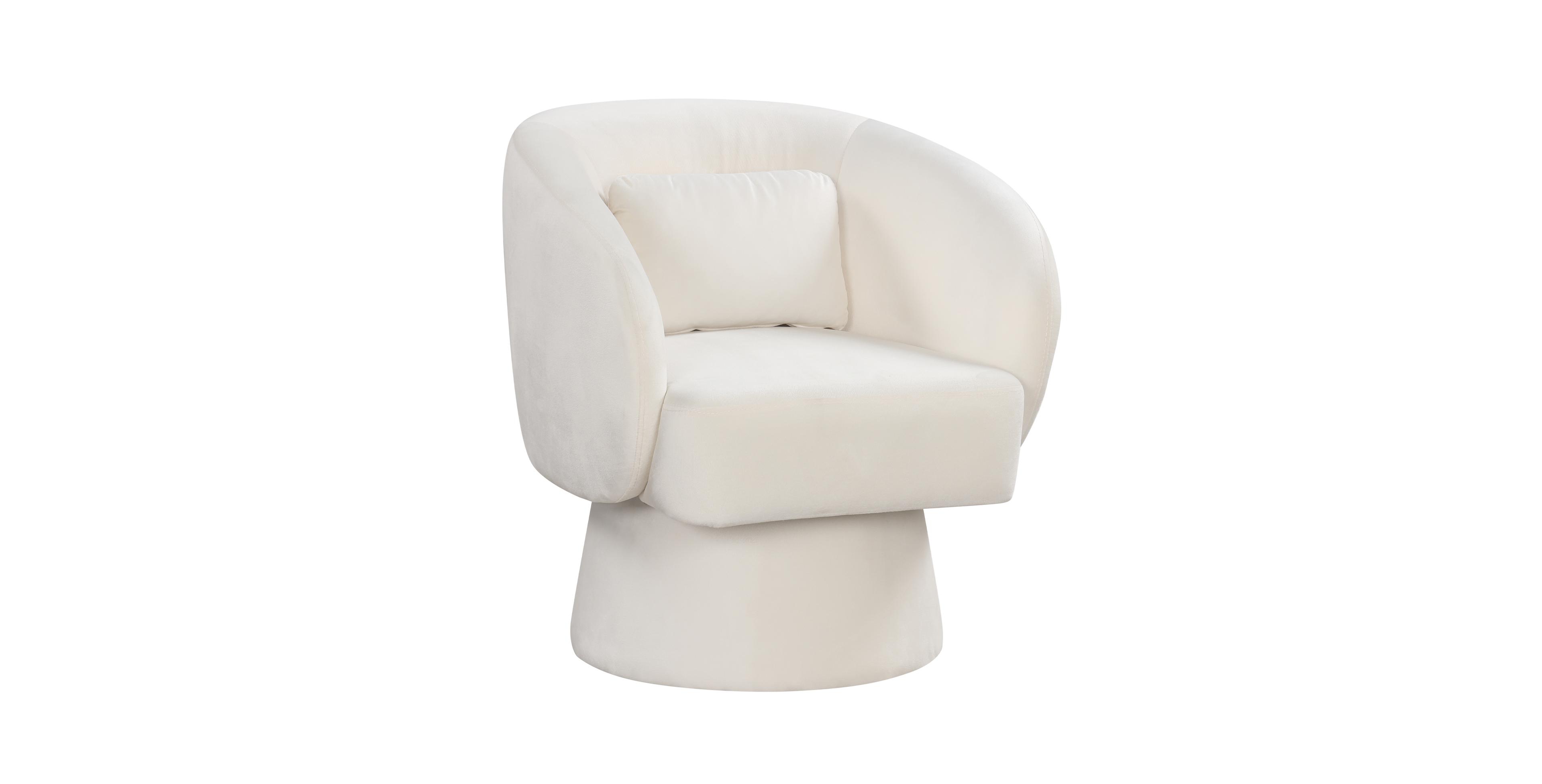 Mecale Swivel Barrel Accent Chair with Curved Back and Lumbar Pillow