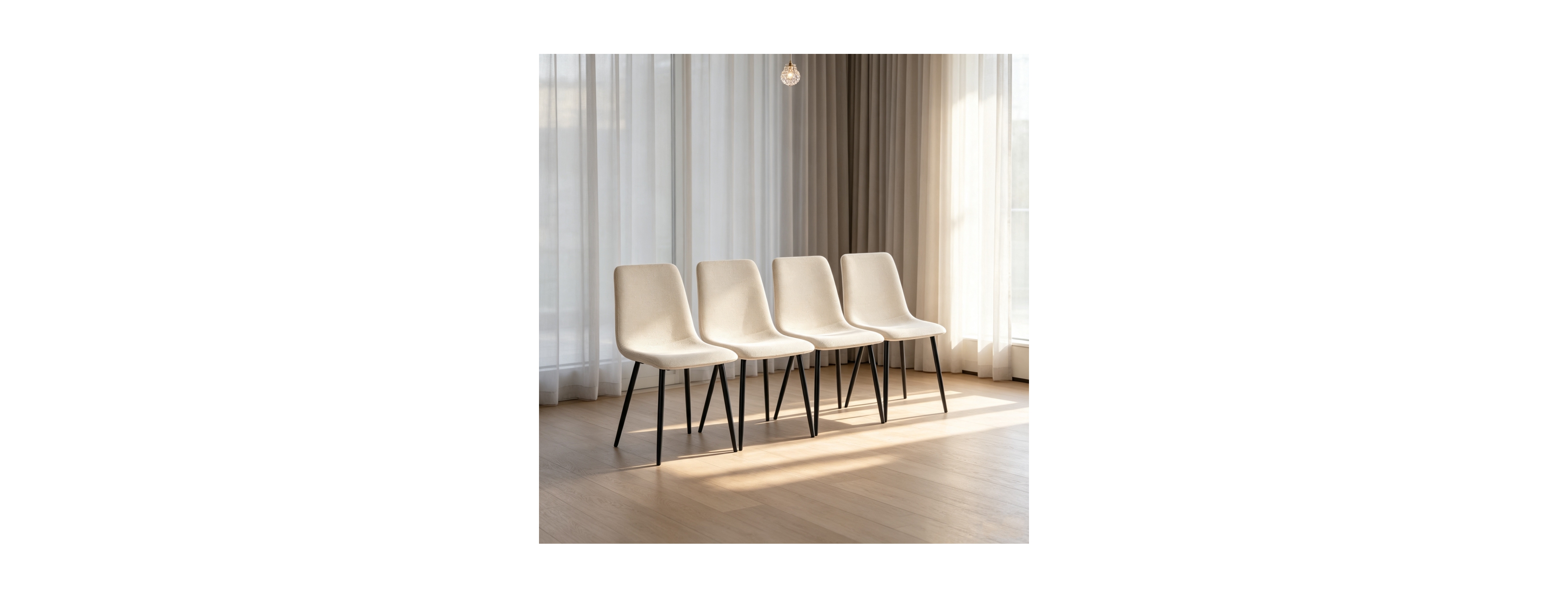 Streamdale Furniture Dining Chairs Set of 4, Modern Linen Upholstered with Black Metal Legs
