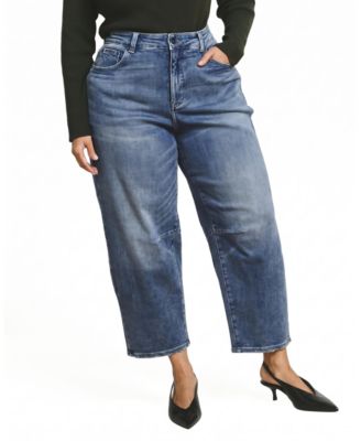 Women's Dakota High-Rise Cropped Barrel-Leg Jeans
