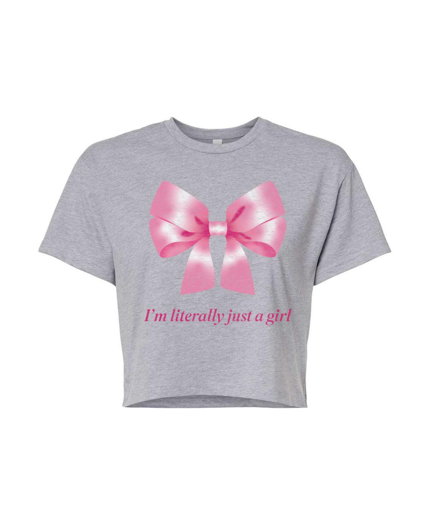 Женская футболка Instant Message Juniors' Literally Just Girl Cropped Graphic, цвет: Меланжевый серый — фото 4