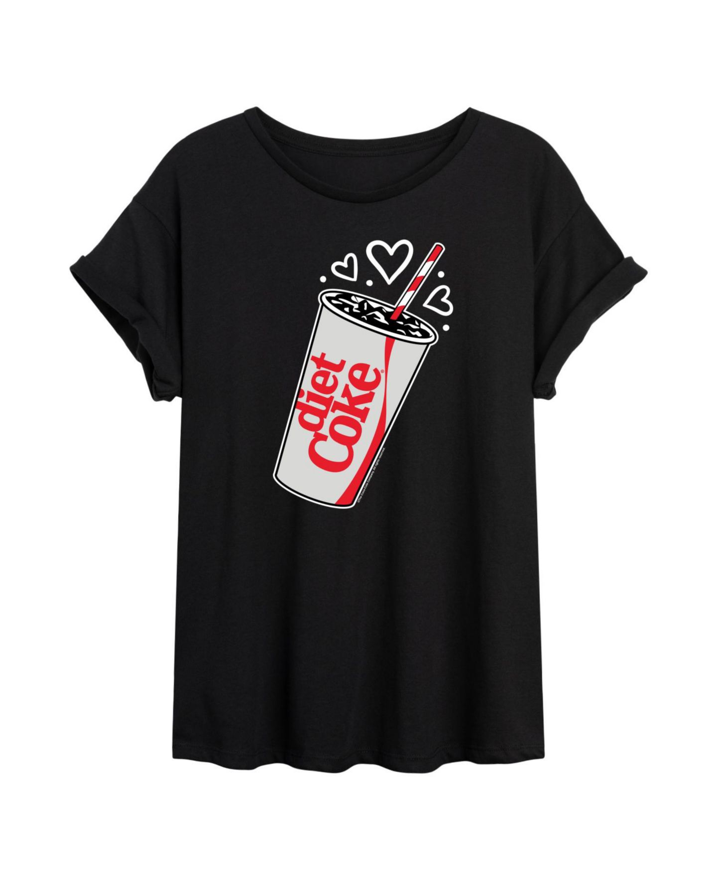 Женская футболка Diet Coke Heart Bubbles Graphic Relaxed-Fit, цвет: Чёрный — фото 2