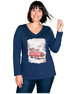 Plus Size Holiday Graphic Long-Sleeve T-Shirt
