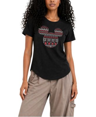 Women's Juniors' Sweater Mickey Ears Relaxed Fit T-Shirt