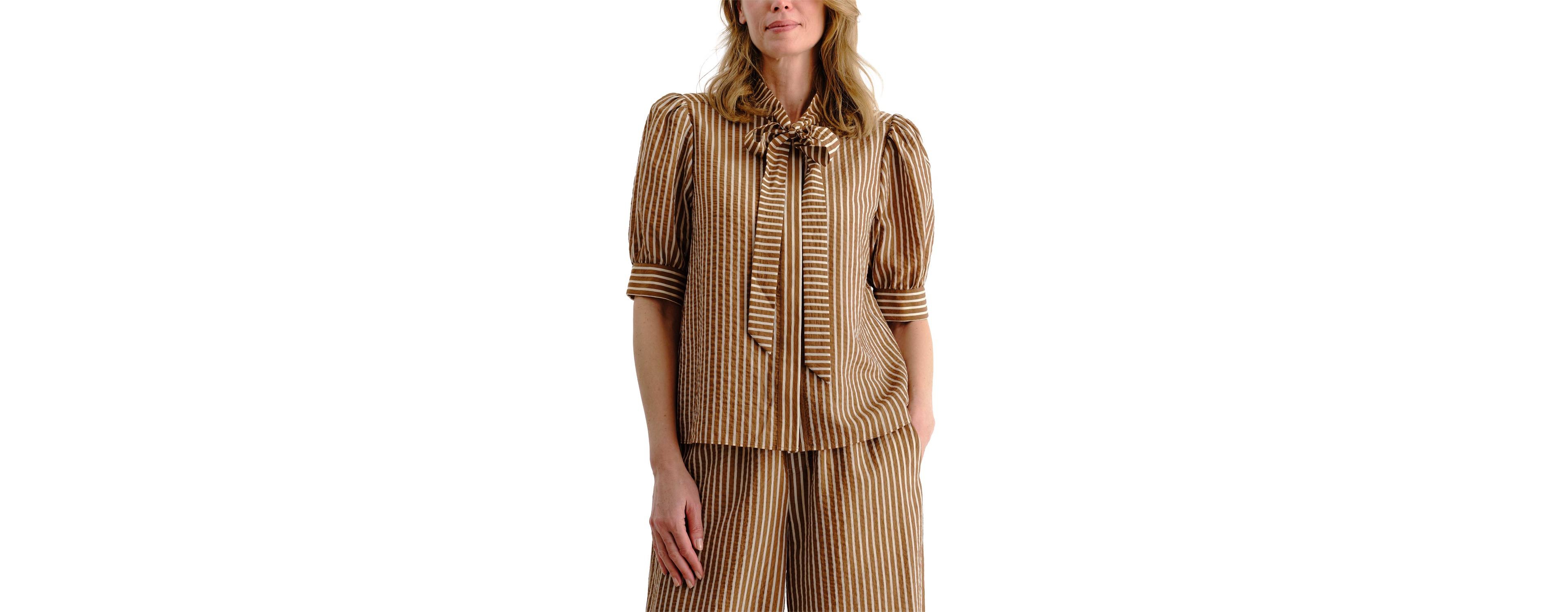 Cartolina Women's Peggy Striped Seersucker Blouse