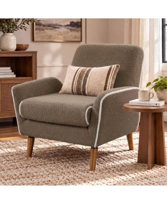 Modern Accent Armchair with Wood Legs for Living Room and Bedroom