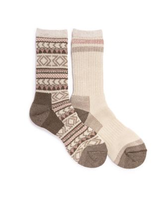 Women's Heat Retainer Hiking Ribbed-Arch Crew Socks, 2-Pack