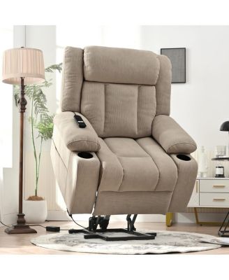 Power Lift Recliner Chair with Extended Footrest and Cup Holders
