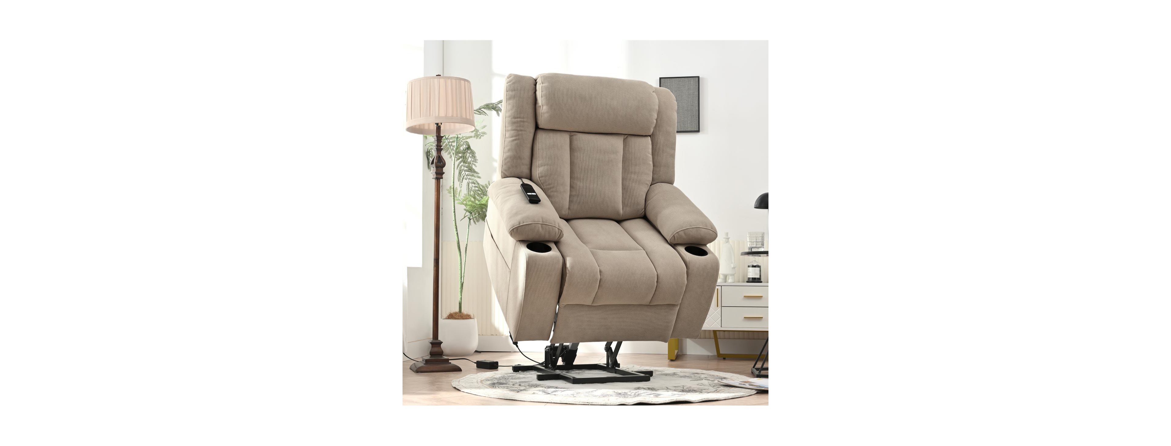 Streamdale Furniture Power Lift Recliner Chair with Extended Footrest and Cup Holders