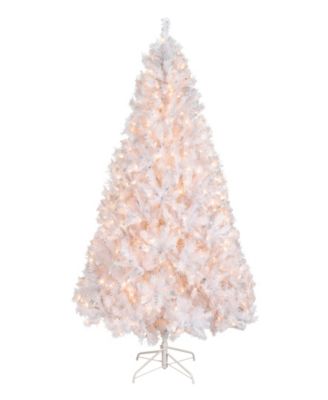 National Tree 7' Winchester White Pine Hinged Tree with Silver Glitter and 450 Clear Lights