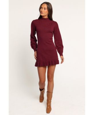 Women's Londyn Long Sleeve Mock Neck Ruffle Mini Dress