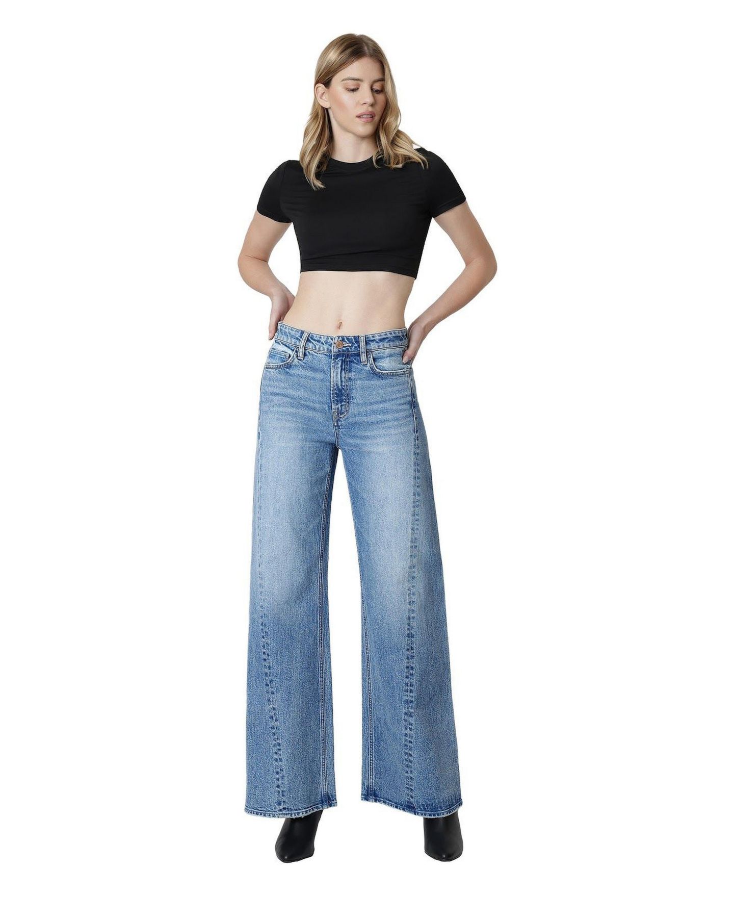 Женские джинсы Flying Monkey Beautify High-Rise Wide-Leg, цвет: Синий — фото 3