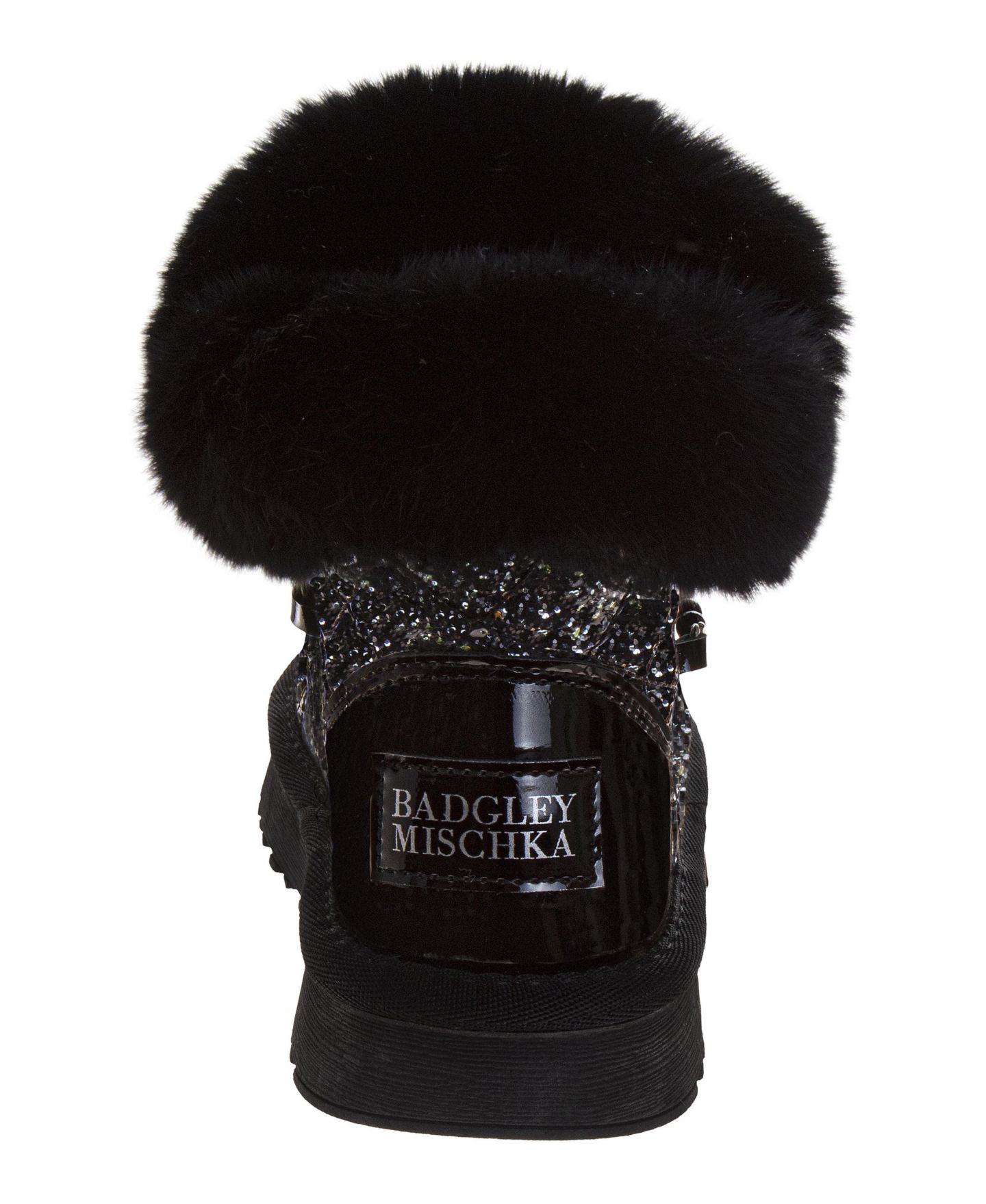 Ботинки Badgley Mischka Glitter Faux Fur Winter Boots, Cozy Fashion Ankle Boots with Plush Cuff для девочек, цвет: Чёрный — фото 2