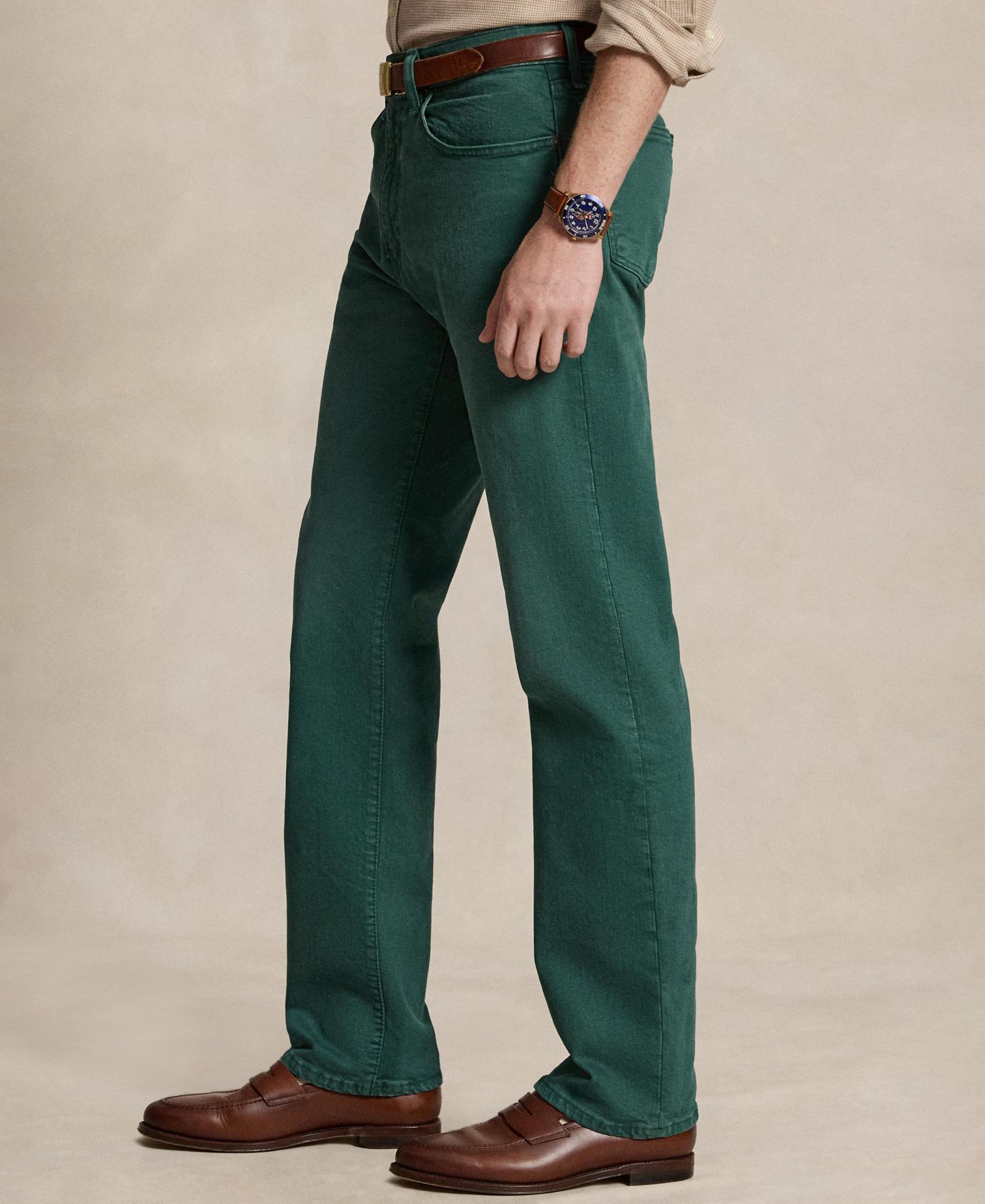 Мужские джинсы Polo Ralph Lauren Hampton Straight Stretch, цвет: Зелёный — фото 3