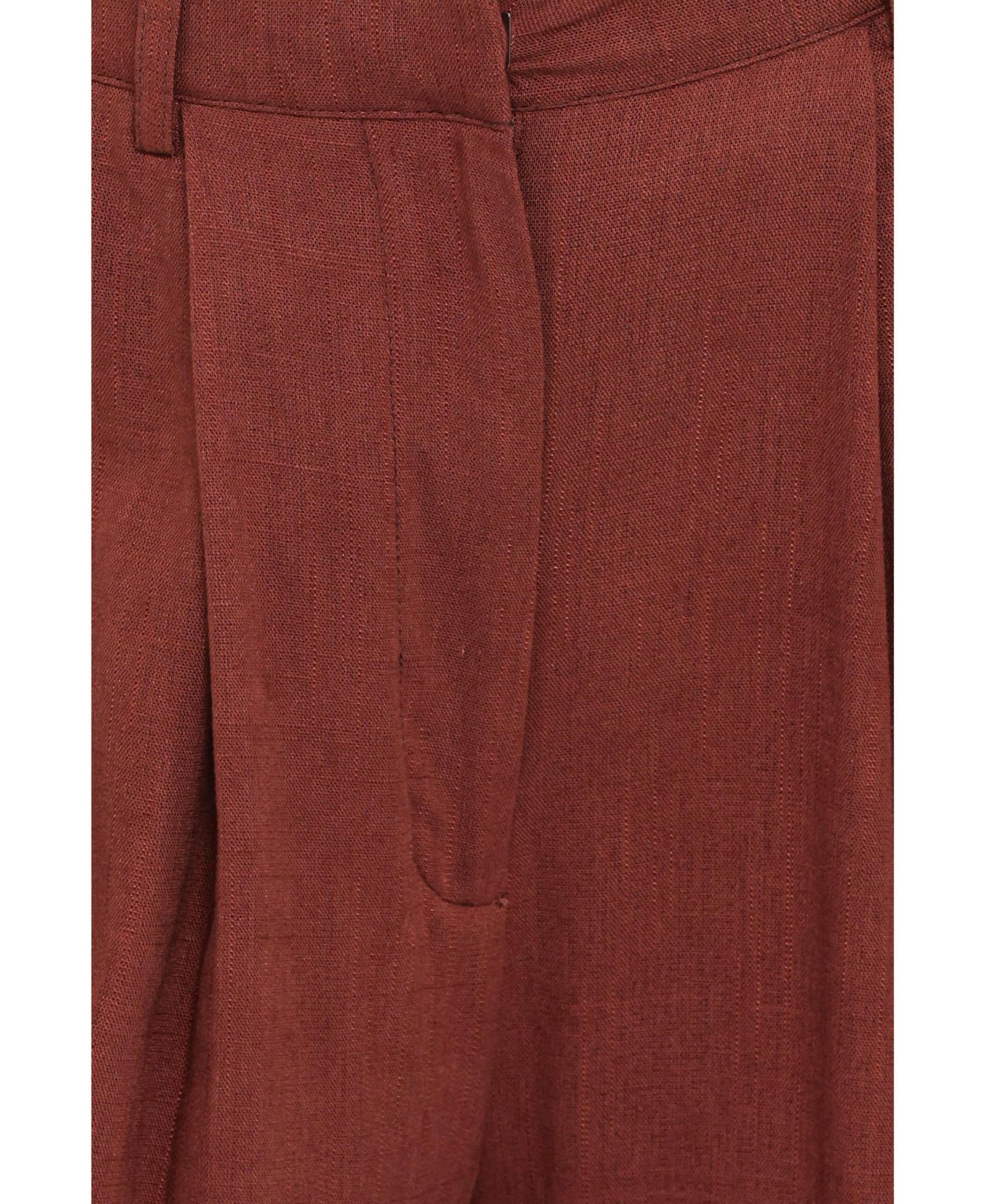 Женские брюки Petal and Pup Elinor High-Rise Wide-Leg Cuffed Linen-Blend, цвет: Коричневый — фото 5
