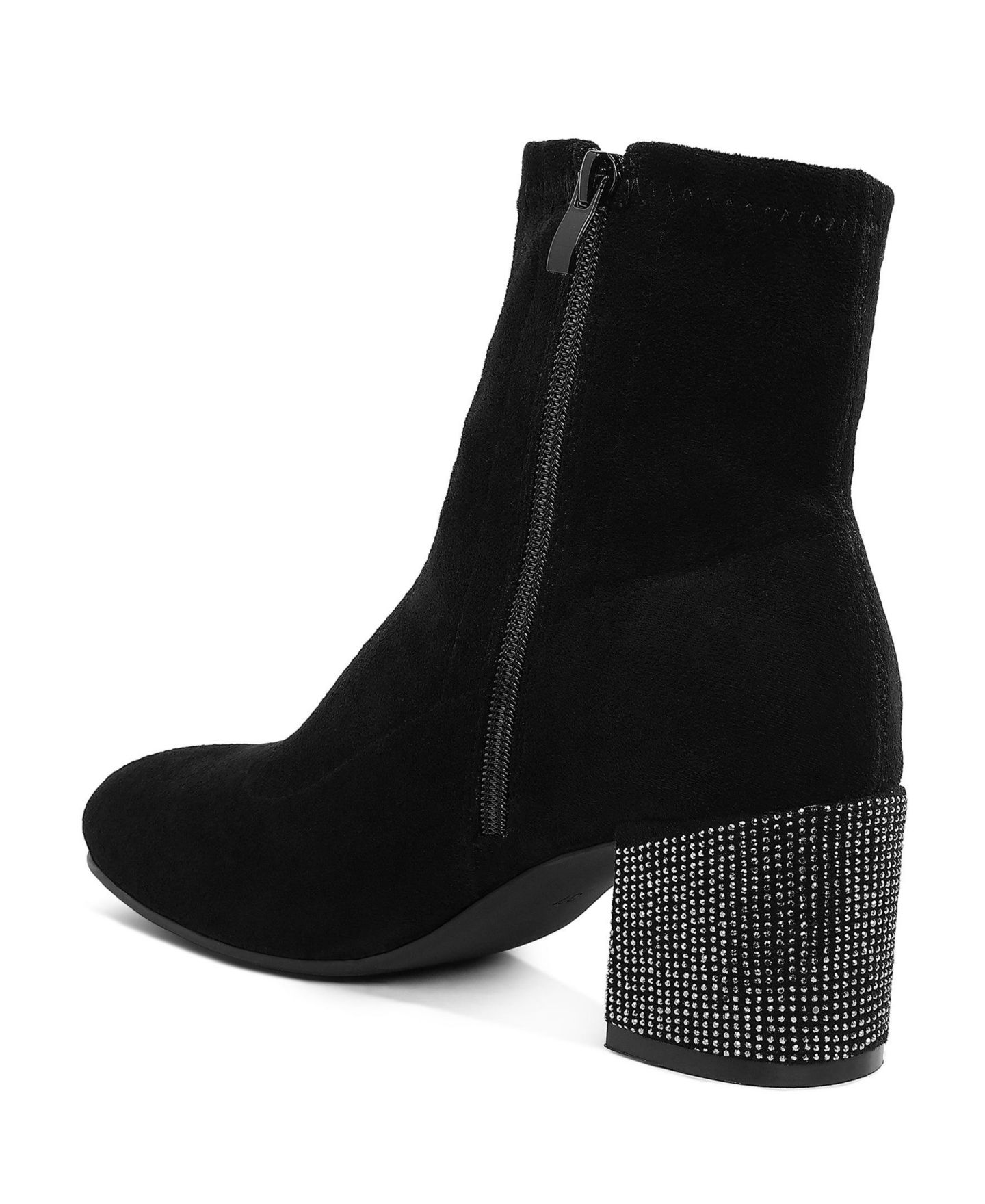 Женские ботинки Rag & Co Chena Rhinestones Embellished Block Heel, цвет: Чёрный — фото 9