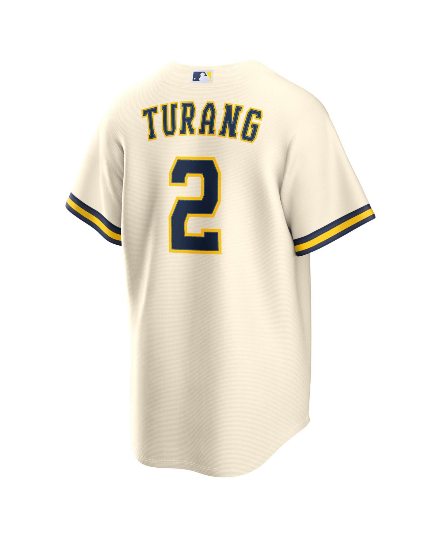 Мужской топ Nike Brice Turang Cream Milwaukee Brewers 2026 World Series Participant Replica Jersey — фото 2