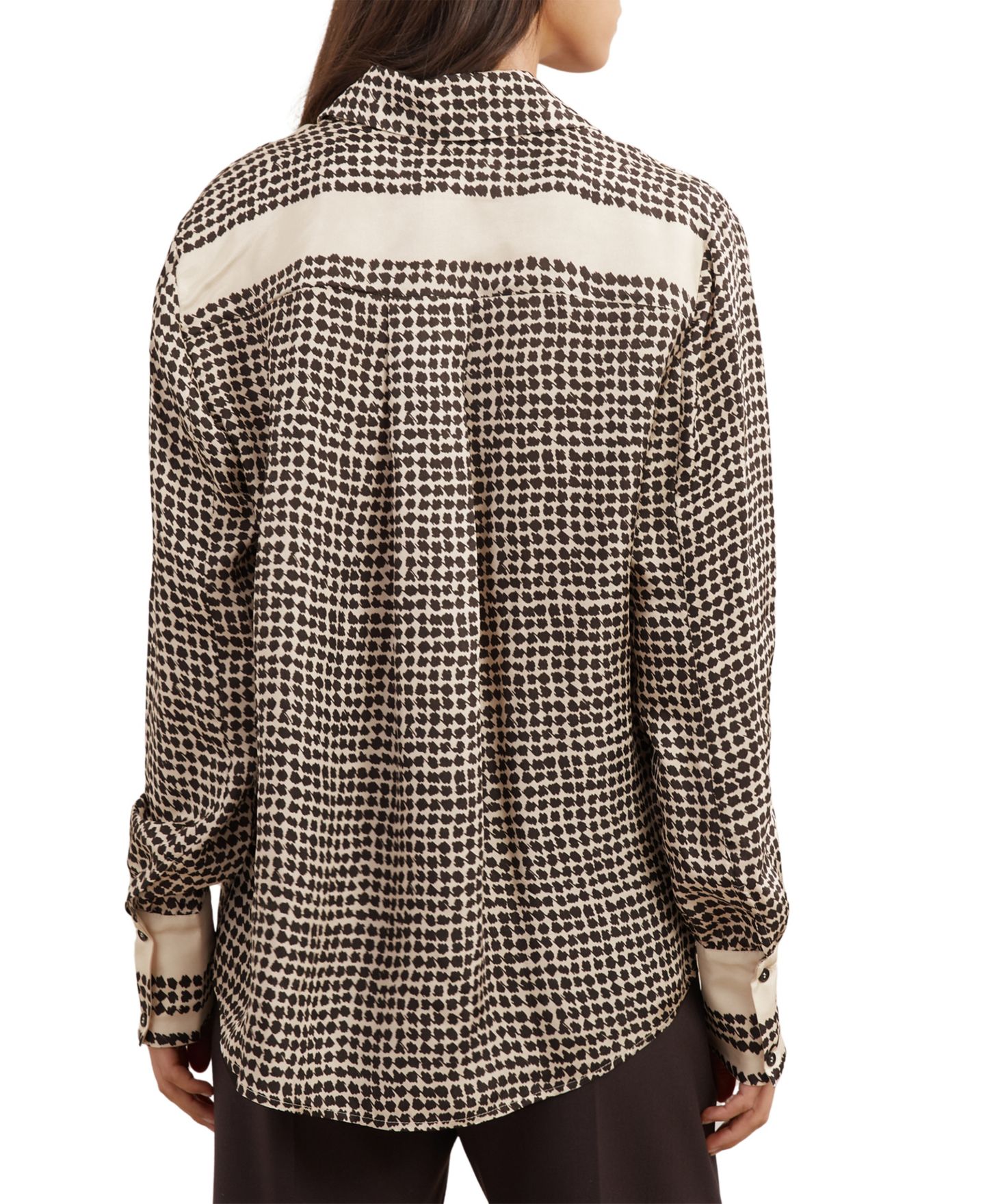 Женская блузка REISS Harper Long-Sleeve Button-Up, цвет: Ivoryblack — фото 3