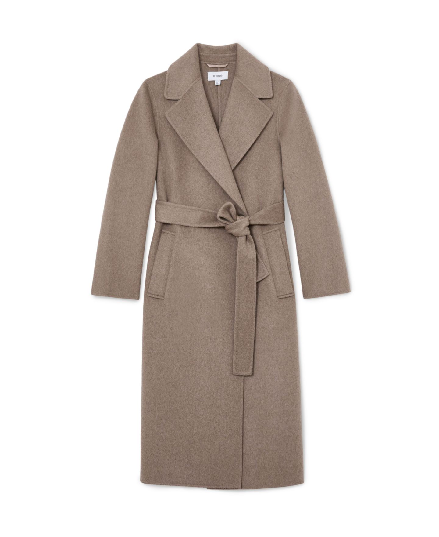 Женское пальто REISS Petite Lucia Double-Breasted Wool-Blend Wrap, цвет: Нейтральный меланжевый — фото 4