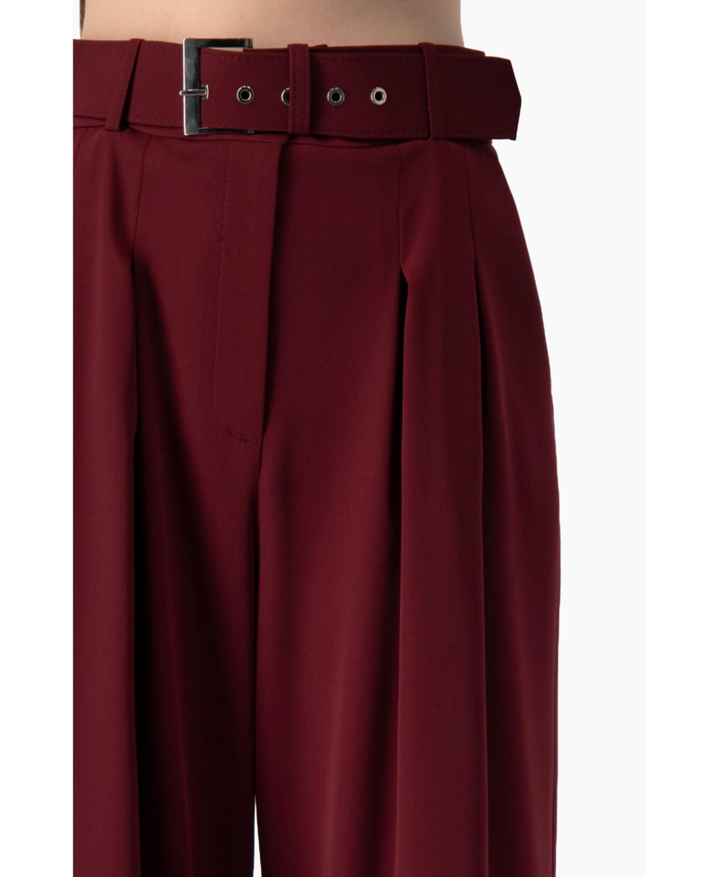 Женские брюки Ivonne High-Waisted Wide-Leg Pleated, цвет: Винный — фото 5