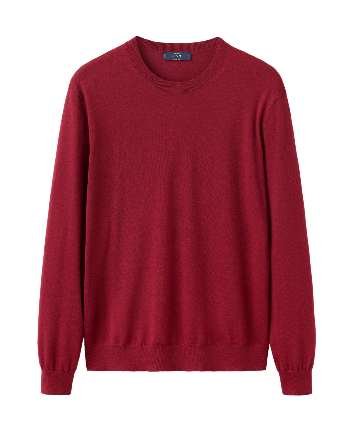 Mango Men's Willy 100% Wool Crewneck Sweater - Medium Red