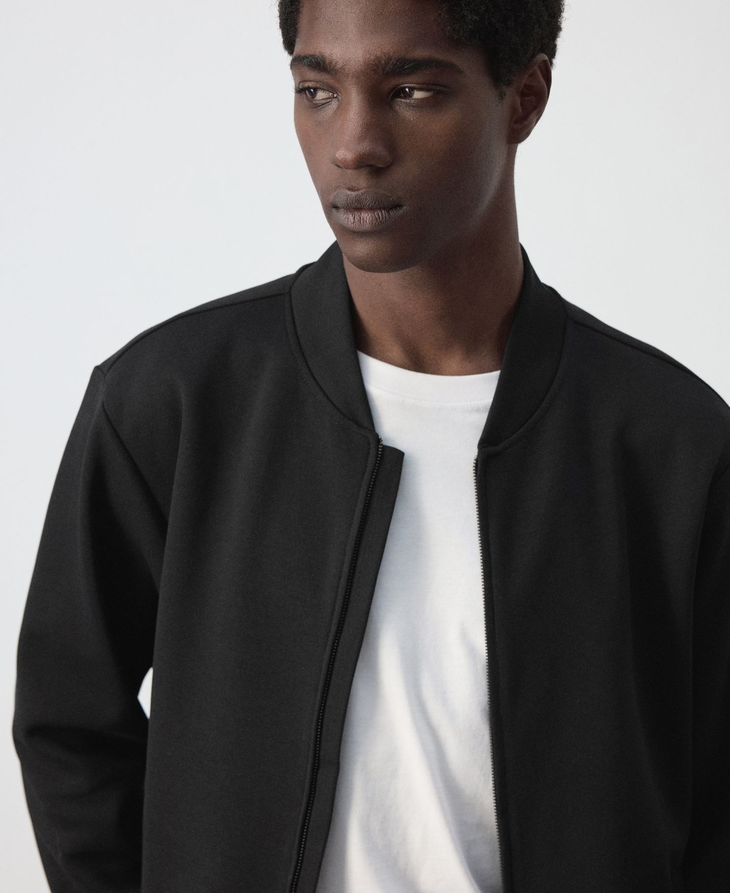 Мужская толстовка Mango Sudadera Jon Mock Neck Full Zip, цвет: Чёрный — фото 8