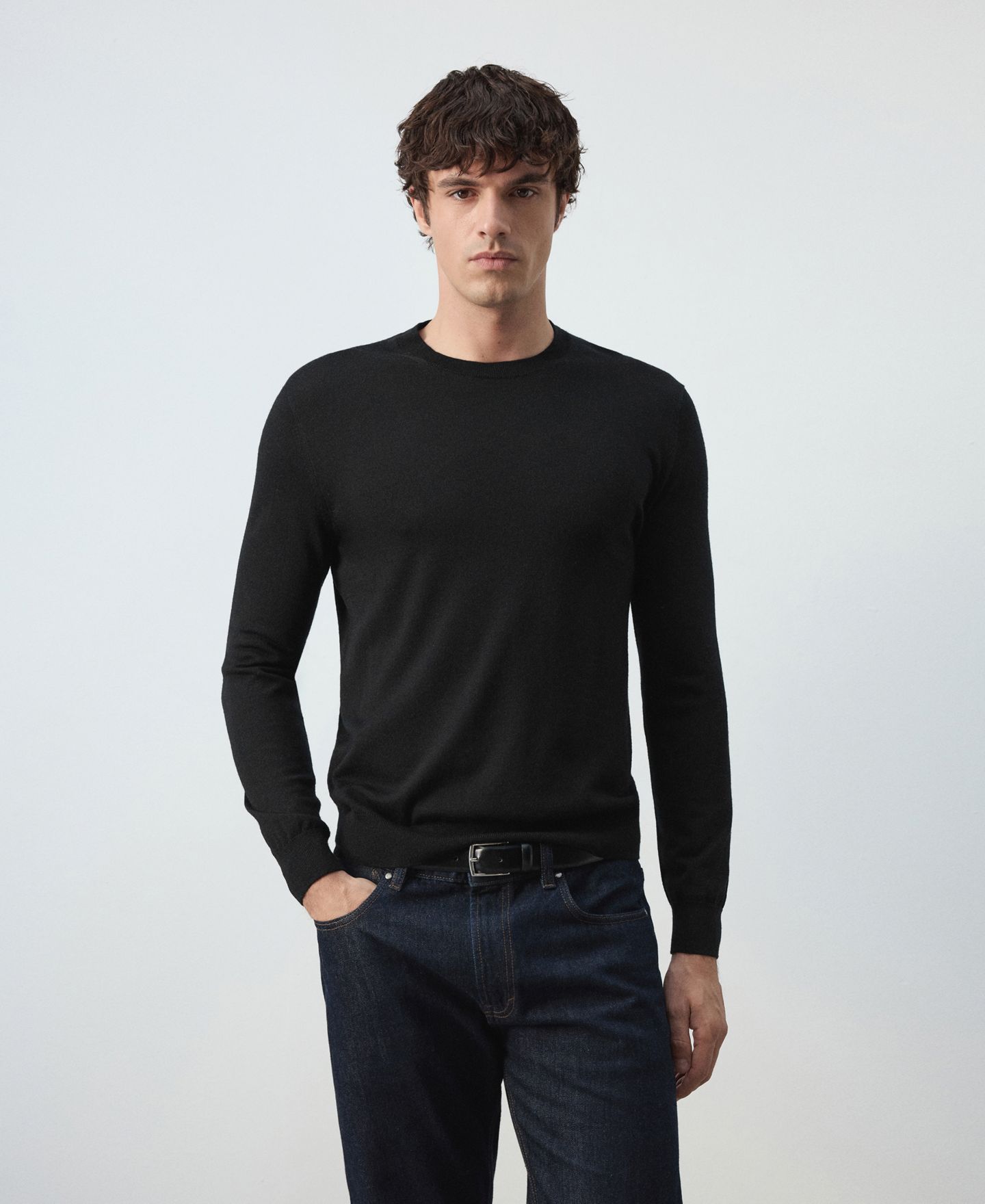 Мужской свитер Mango Willy 100% Wool Crewneck, цвет: Чёрный — фото 8