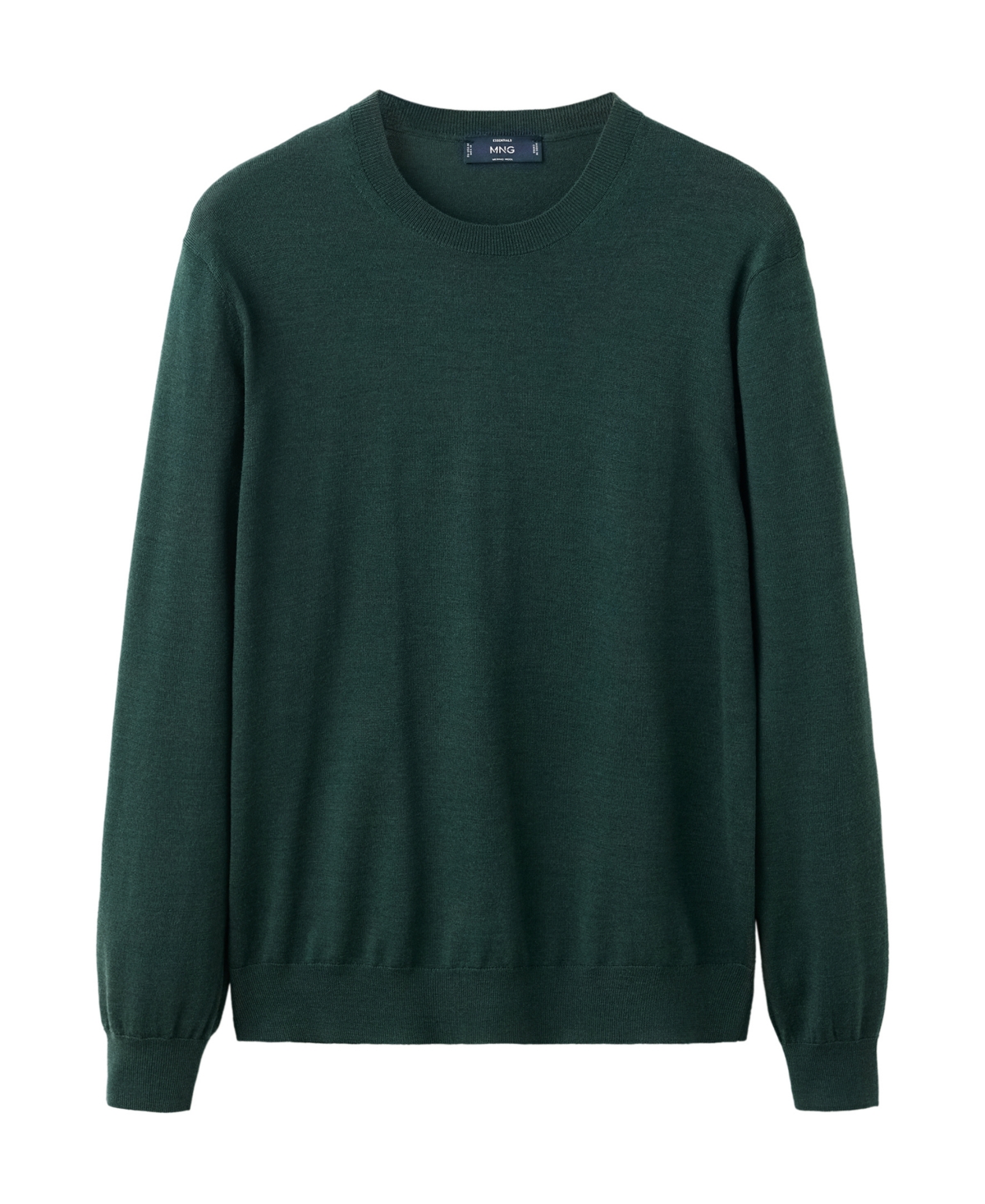 Mango Men's Willy 100% Wool Crewneck Sweater - Dark Green