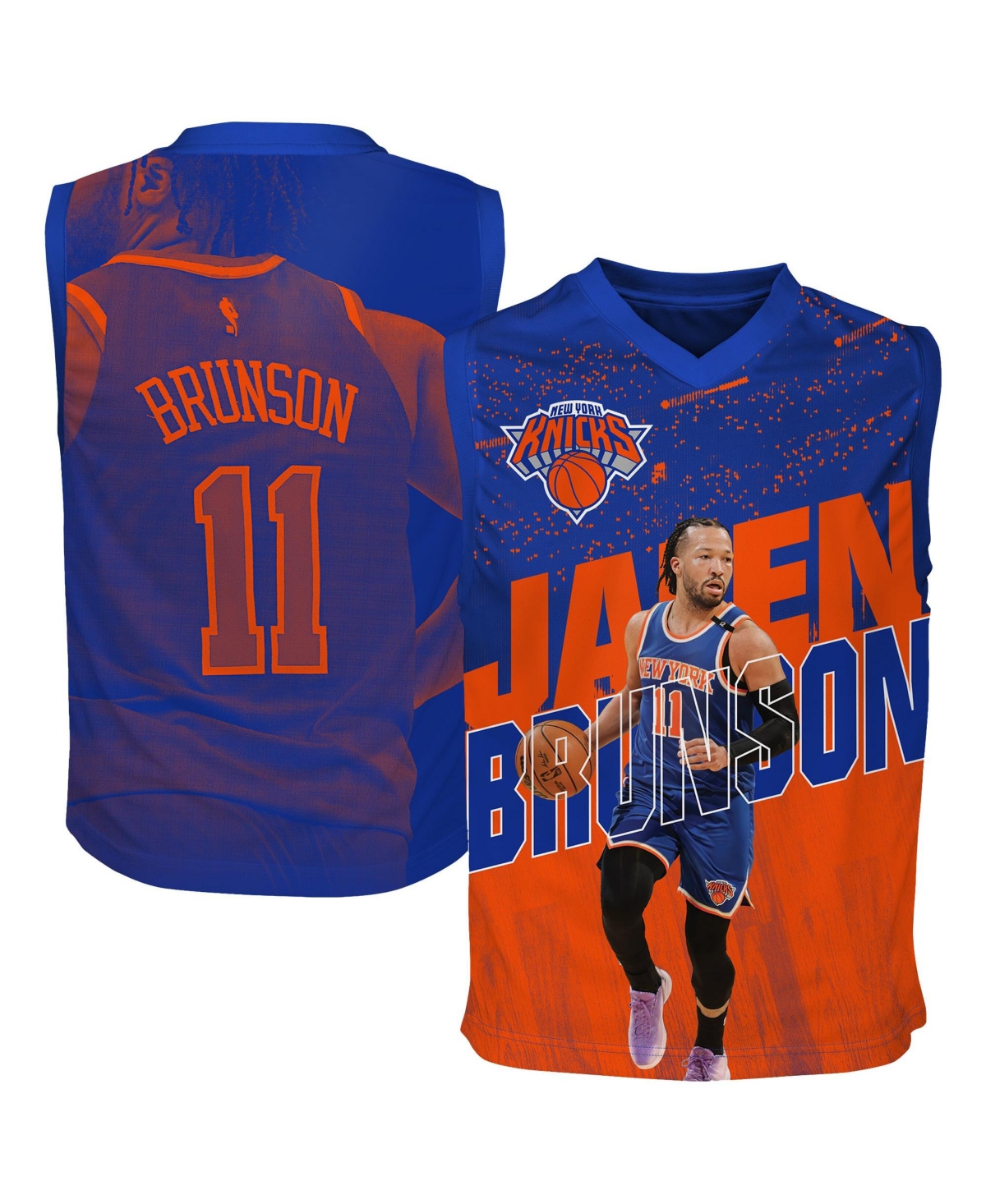 Outerstuff Big Boys' and Girls' Jalen Brunson Blue New York Knicks Icon Play Jersey - Blue