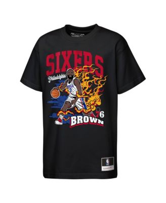 Big Boys' and Girls' Jaylen Brown Black Philadelphia 76ers Fired Up T-Shirt