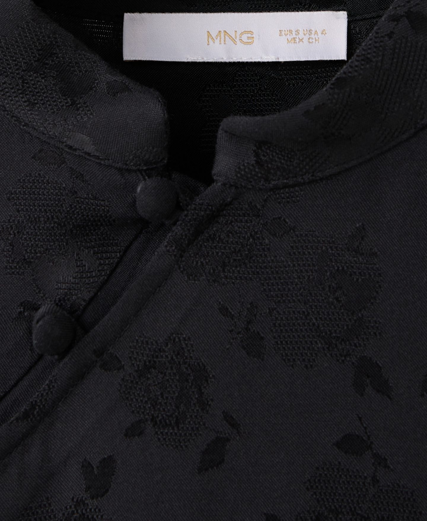 Женская блузка Mango Strap Neck Jacquard Short-Sleeve, цвет: Угольный — фото 5