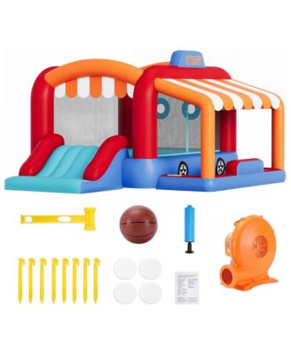 7 In 1 Bouncy Castle with Slide, Basketball Hoop & Ball Pit Bounce House, 4-Player, Ages 3-8