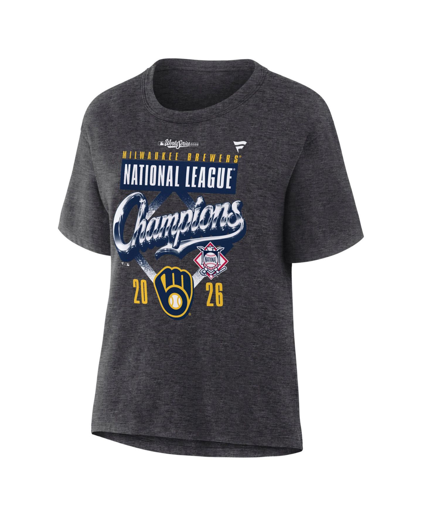 Женская футболка Fanatics Heather Charcoal Milwaukee Brewers 2026 National League Champions Locker Room — фото 3