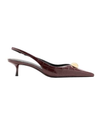 Women's Faux Leather Pointed-Toe Metallic Slingback Pumps