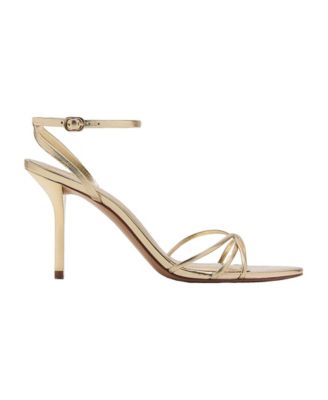 Women's Crossed-Strap Stiletto Ankle-Strap Faux Leather Sandals